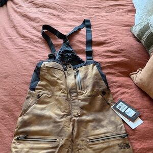 Mountain Hardwear Tan Bib Overalls with Black Straps